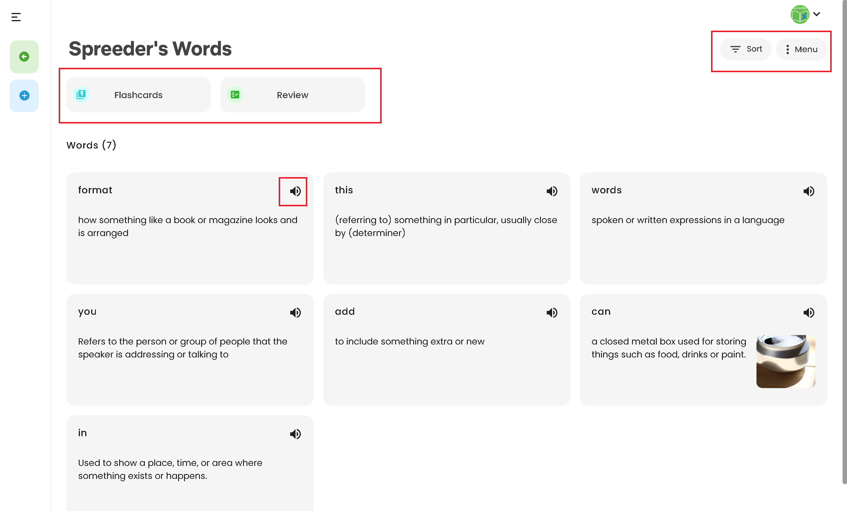 Words Section